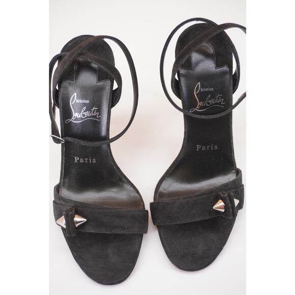 Christian Louboutin Umberta Black Suede Sandals SZ 37 NIB $995 Ankle strap - Picture 11 of 11